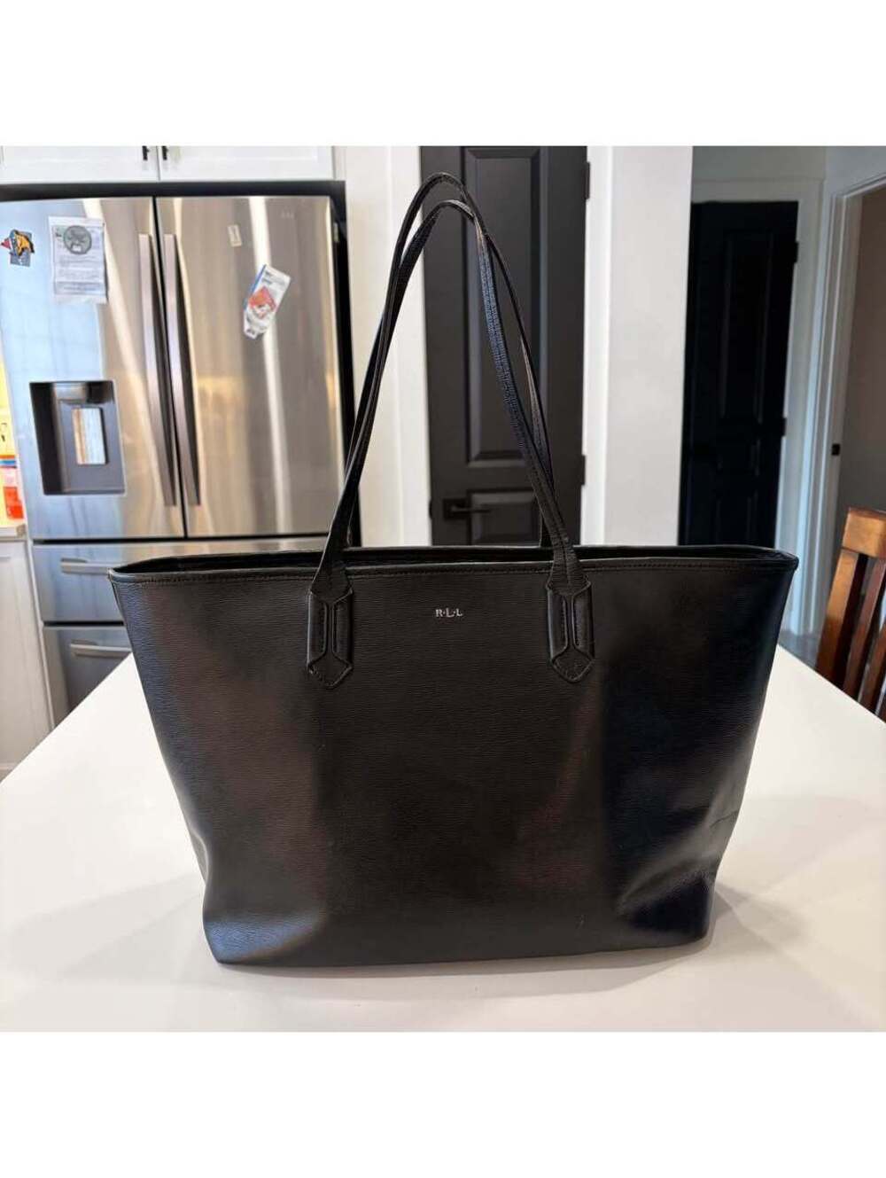 Lauren Ralph Lauren Large Black Leather Tote